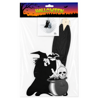 Halloween decoratie Heks met Pan 50cm